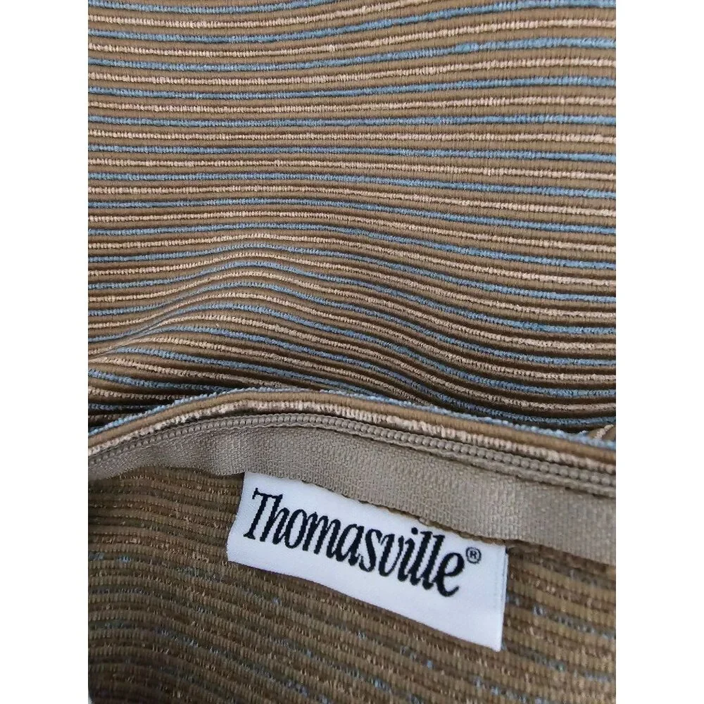 Thomasville Luxrury Pillow Cover Gold & Beige Striped‎ Velvet Edged 25x25
